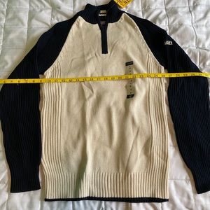 Nautica Jeans Co. White Navy Blue Sweater Size S